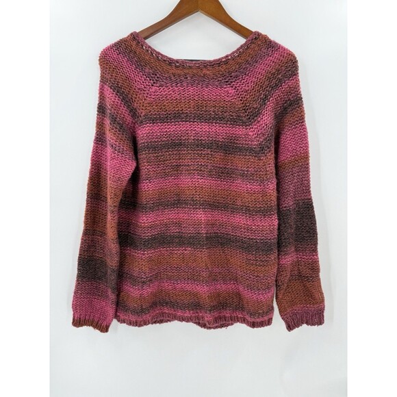 Lolas Sweater Women M Red Stripe Wool Blend Bohemian Boho Bohemian Style Hippie - Picture 6 of 12